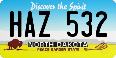 ND license plate HAZ532