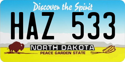 ND license plate HAZ533