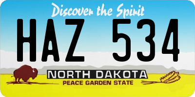 ND license plate HAZ534