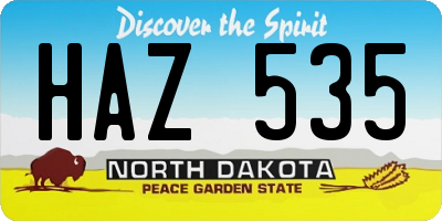ND license plate HAZ535