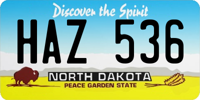 ND license plate HAZ536