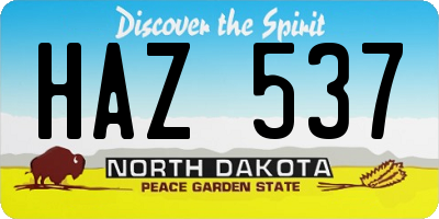 ND license plate HAZ537