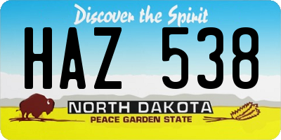 ND license plate HAZ538