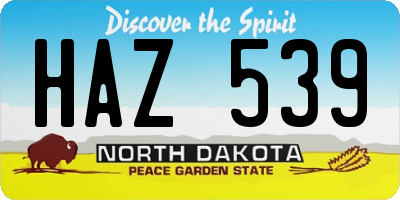ND license plate HAZ539