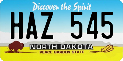 ND license plate HAZ545