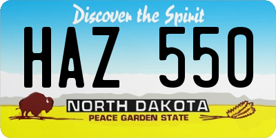 ND license plate HAZ550