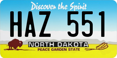 ND license plate HAZ551