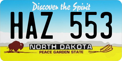 ND license plate HAZ553