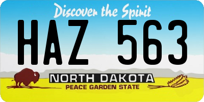 ND license plate HAZ563
