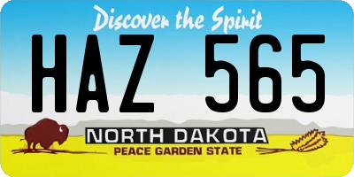 ND license plate HAZ565
