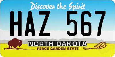 ND license plate HAZ567