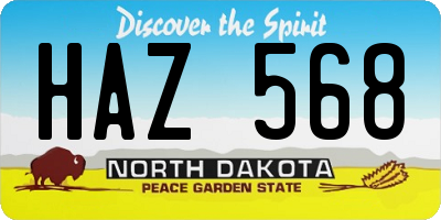 ND license plate HAZ568