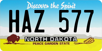 ND license plate HAZ577