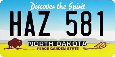 ND license plate HAZ581