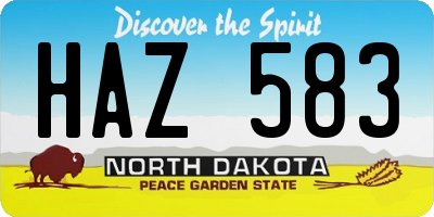 ND license plate HAZ583