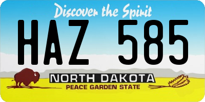 ND license plate HAZ585