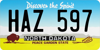 ND license plate HAZ597
