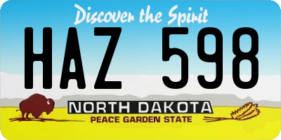 ND license plate HAZ598