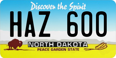 ND license plate HAZ600