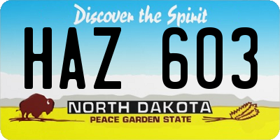 ND license plate HAZ603