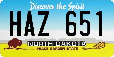 ND license plate HAZ651