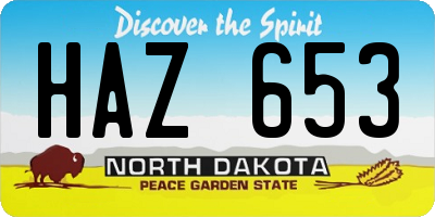 ND license plate HAZ653