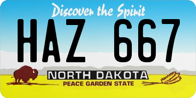ND license plate HAZ667