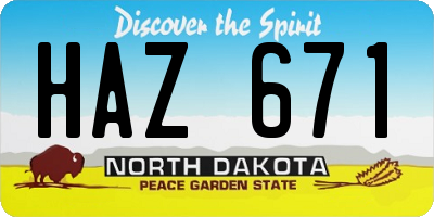 ND license plate HAZ671