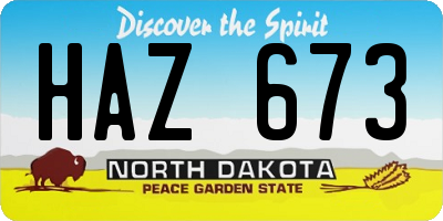 ND license plate HAZ673