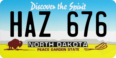 ND license plate HAZ676