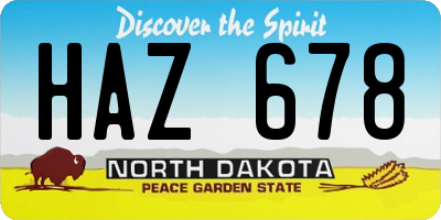 ND license plate HAZ678