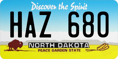 ND license plate HAZ680