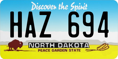 ND license plate HAZ694