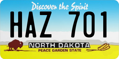 ND license plate HAZ701