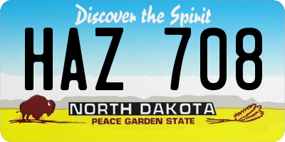ND license plate HAZ708