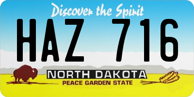 ND license plate HAZ716