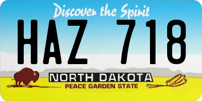ND license plate HAZ718