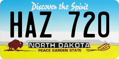 ND license plate HAZ720