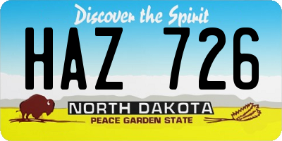 ND license plate HAZ726