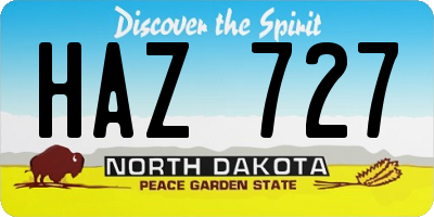 ND license plate HAZ727