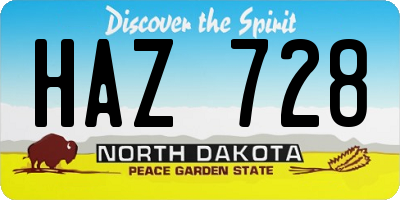 ND license plate HAZ728