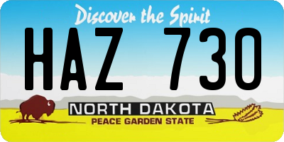 ND license plate HAZ730