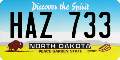 ND license plate HAZ733