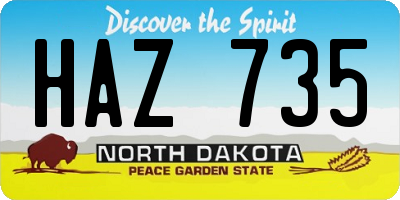 ND license plate HAZ735