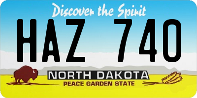 ND license plate HAZ740
