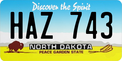 ND license plate HAZ743