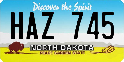 ND license plate HAZ745