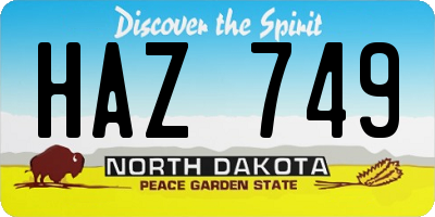ND license plate HAZ749