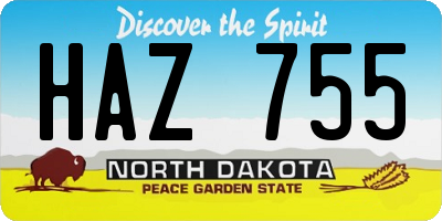 ND license plate HAZ755
