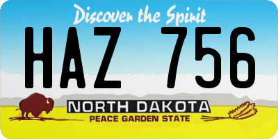ND license plate HAZ756